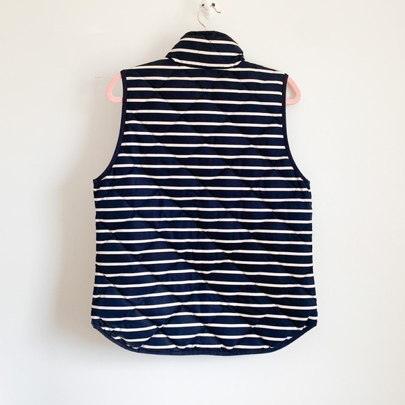 J. Crew Navy Blue White Stripe Down Puffer Vest Medium - Picture 5 of 7